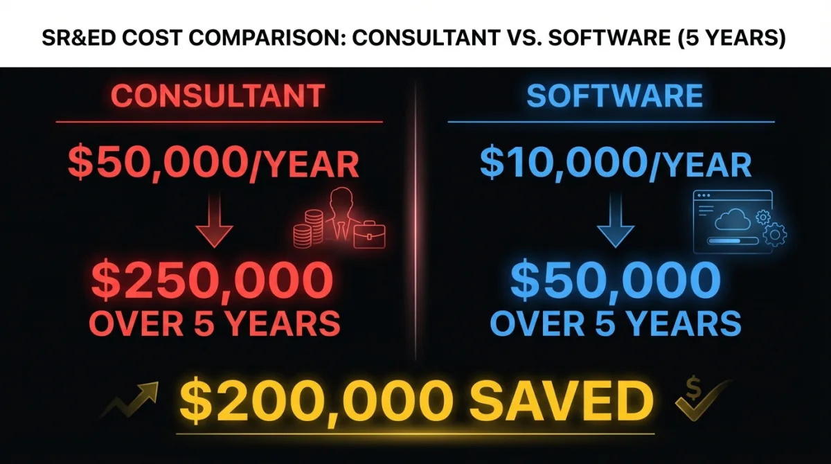 Cost comparison: SR&ED consultant fees vs. software over 5 years