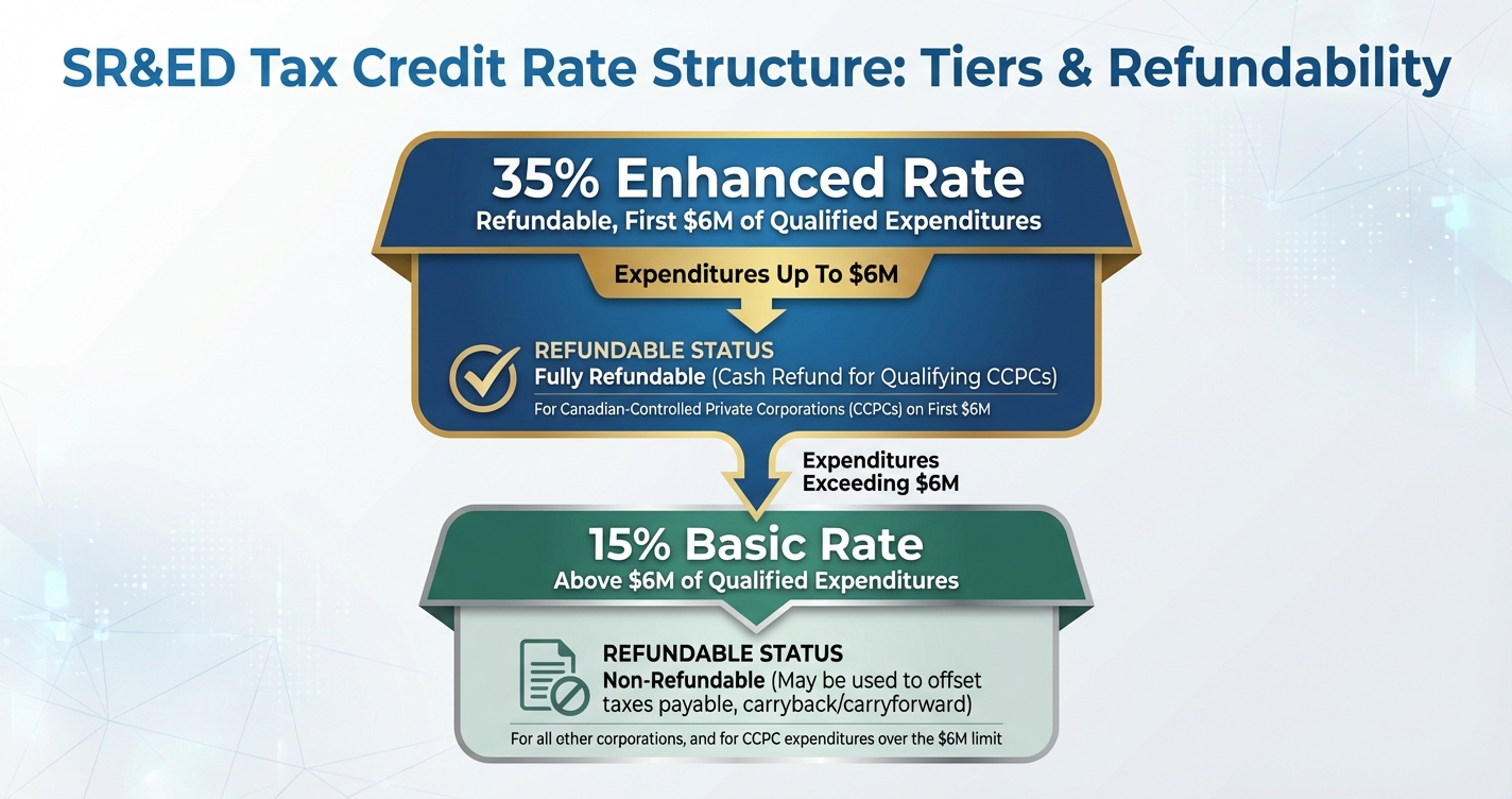 SR&ED tax credit structure showing enhanced and basic rates