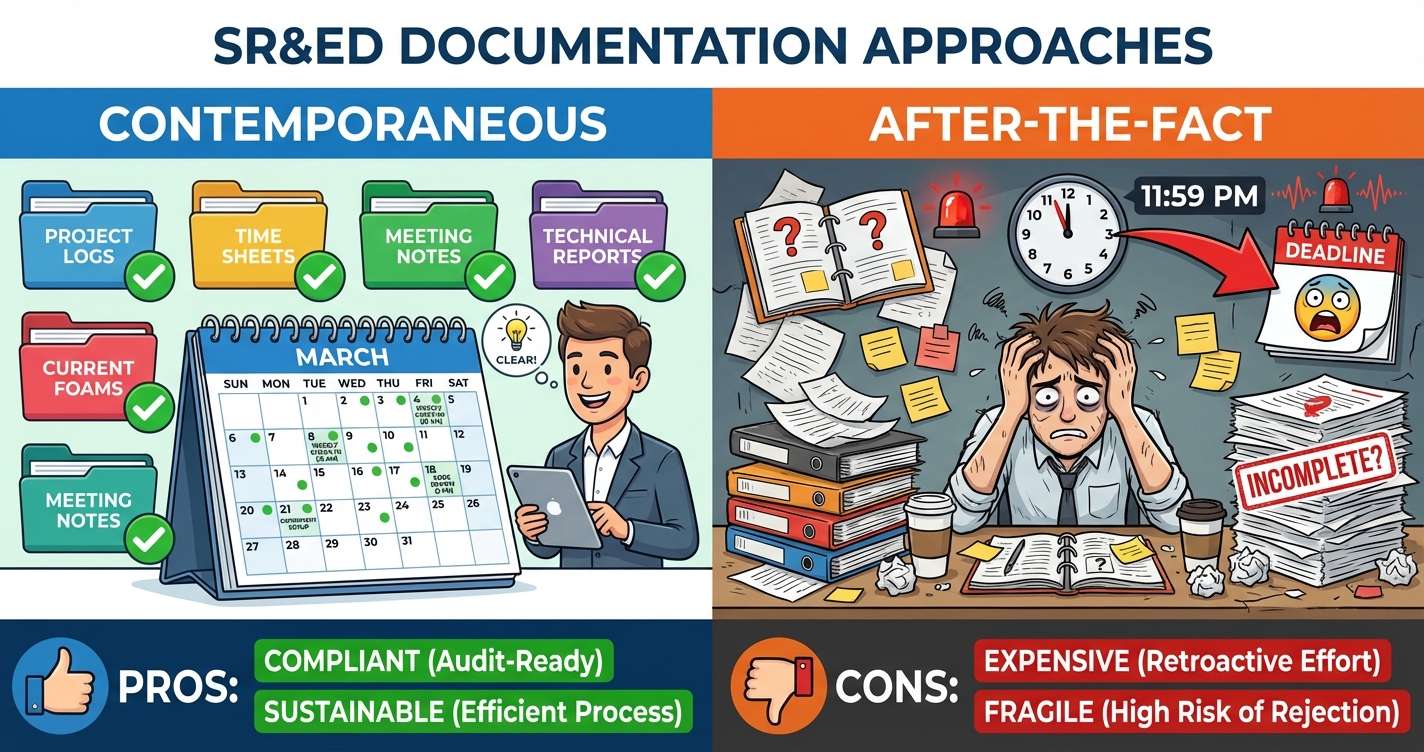 Contemporaneous documentation vs after-the-fact reconstruction comparison